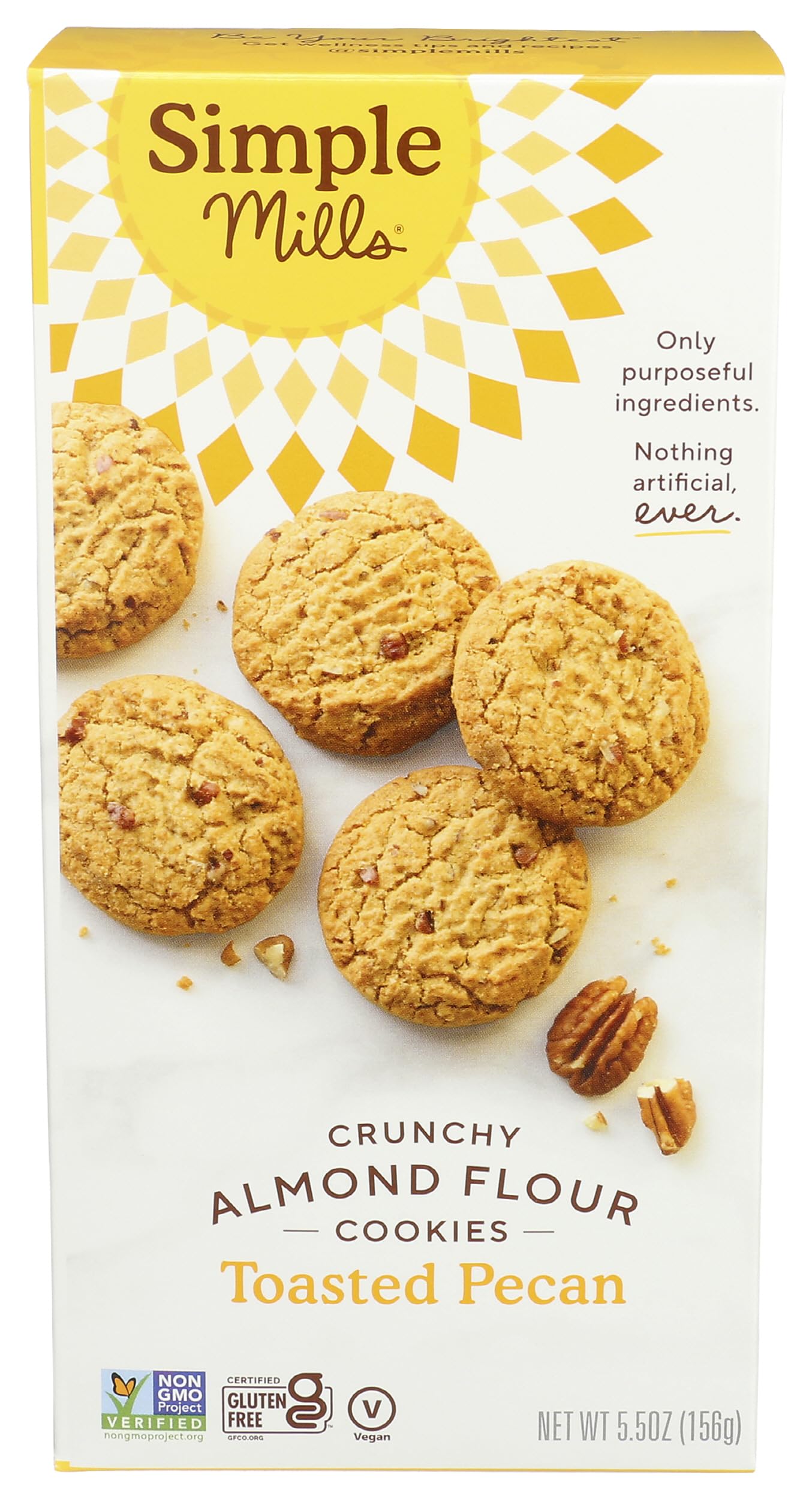 Simple Mills Toasted Pecan Almond Flour Cookies pack, gluten-free vegan snack option