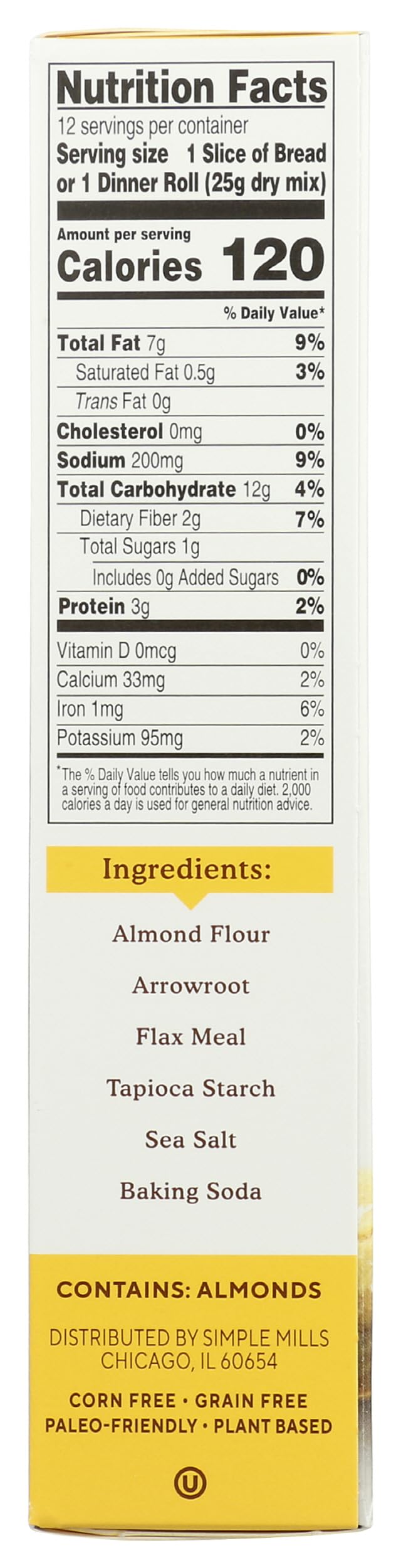 Simple Mills vegan and paleo-friendly label on packaging