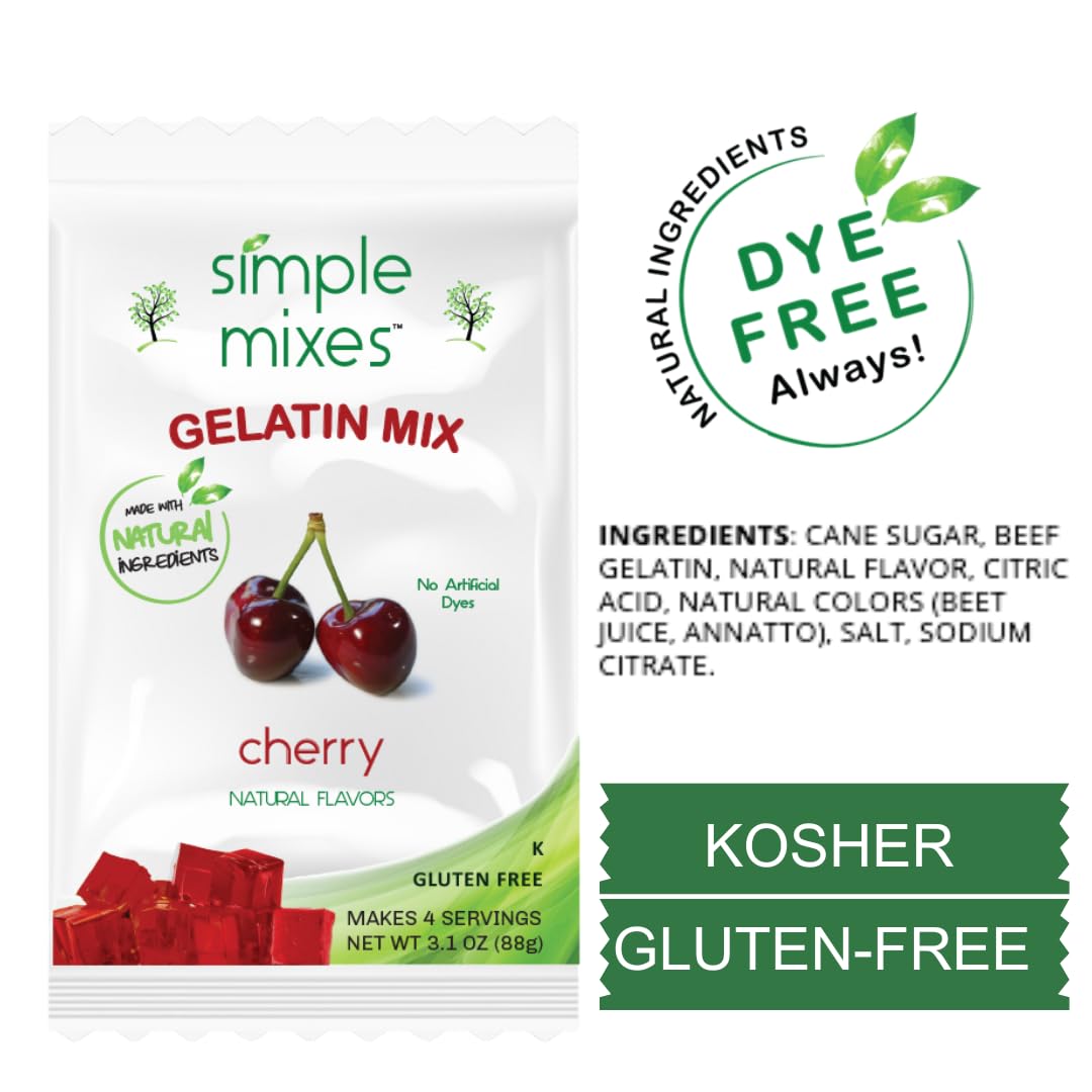Simple Mixes Cherry Gelatin served in a clear cup for easy servings