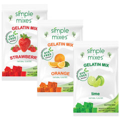 Simple Mixes gelatin dessert strawberry variety pack; vibrant, kid-friendly presentation