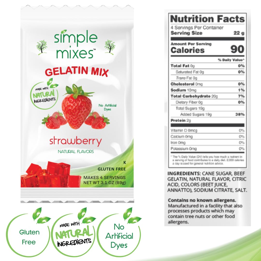 Simple Mixes gelatin orange-pack: tangy flavor kids will love.