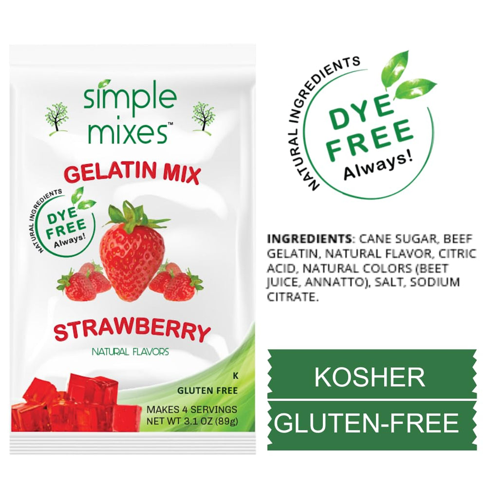 Simple Mixes gelatin yields four servings, ideal for family dessert after dinner.