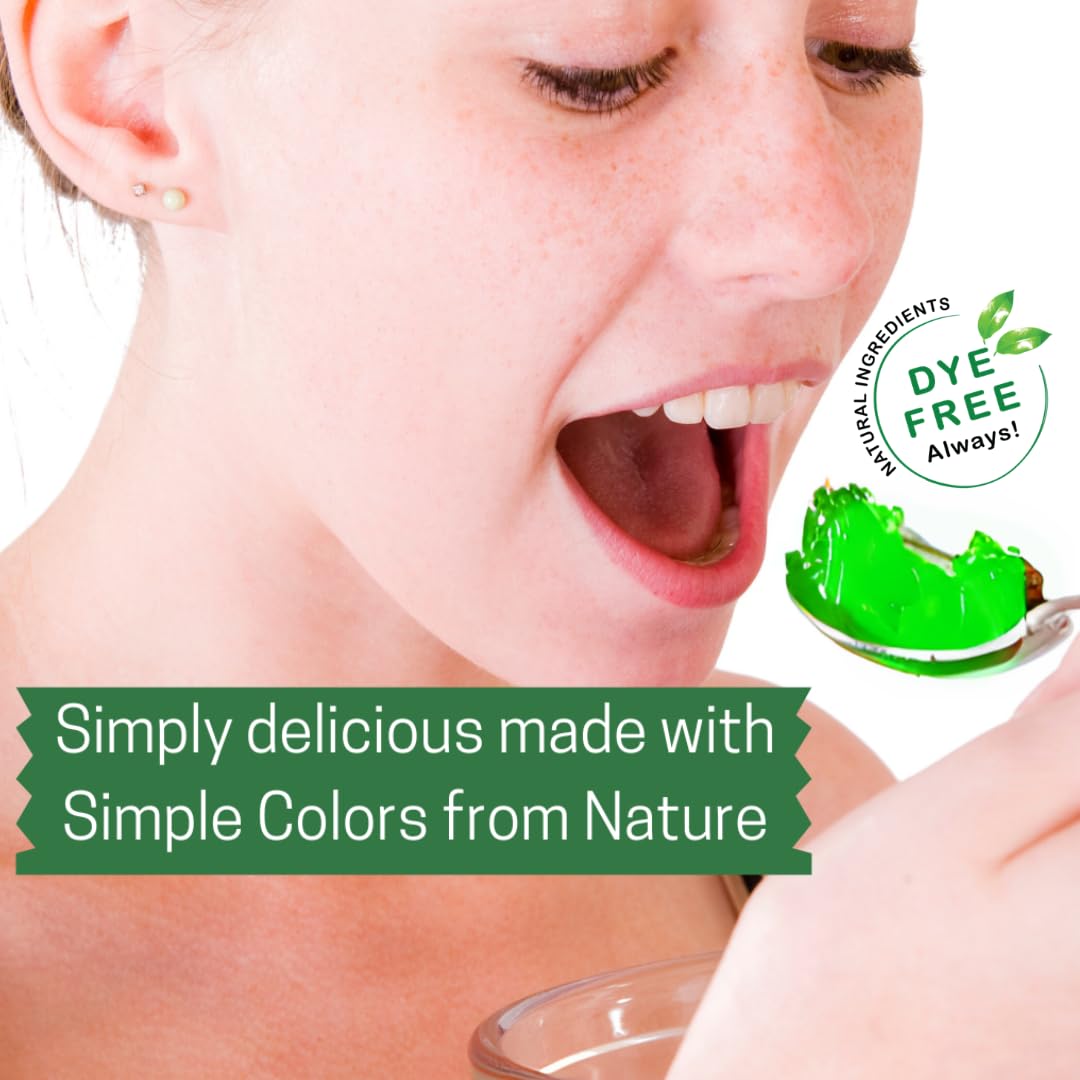 Simple Mixes Lime Gelatin Dessert ingredients label highlights natural colors and no synthetic dyes.
