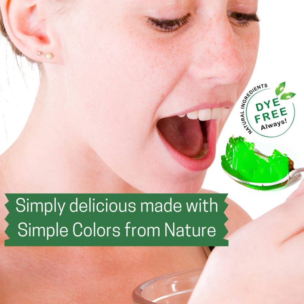 Simple Mixes Lime Gelatin Dessert ingredients label highlights natural colors and no synthetic dyes.