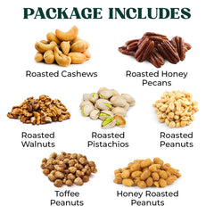 Simple Orchards Easter Nuts Gift Basket close-up of mixed roasted nuts, freshly roasted for flavor.