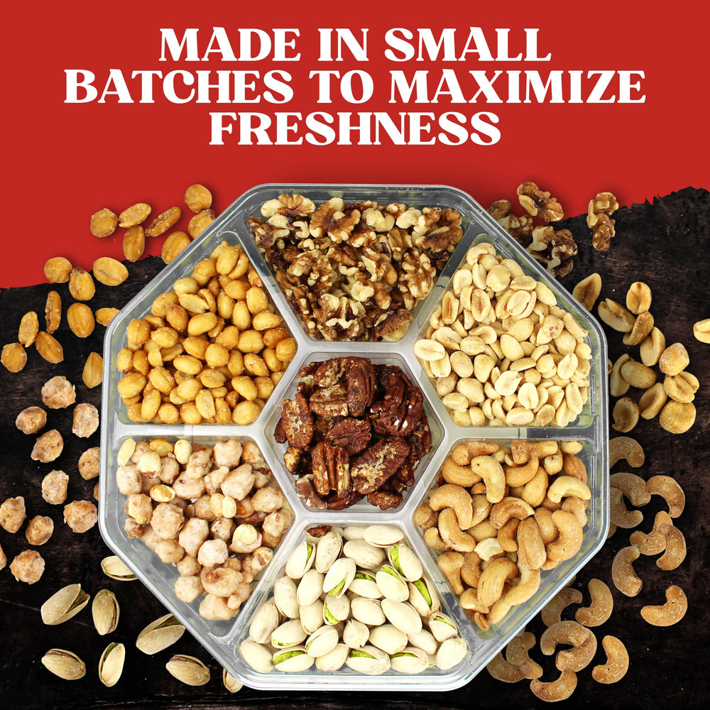 Simple Orchards roasted peanuts and cashews close-up, fresh flavor from small-batch roasting