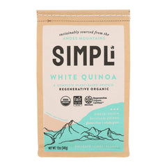 SIMPLi Quinoa White Organic packaging with Regenerative Organic Certified seal for pantry storage.