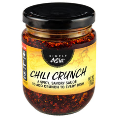 Simply Asia Chili Crunch Sauce bottle showing bold flavor and crunchy texture.