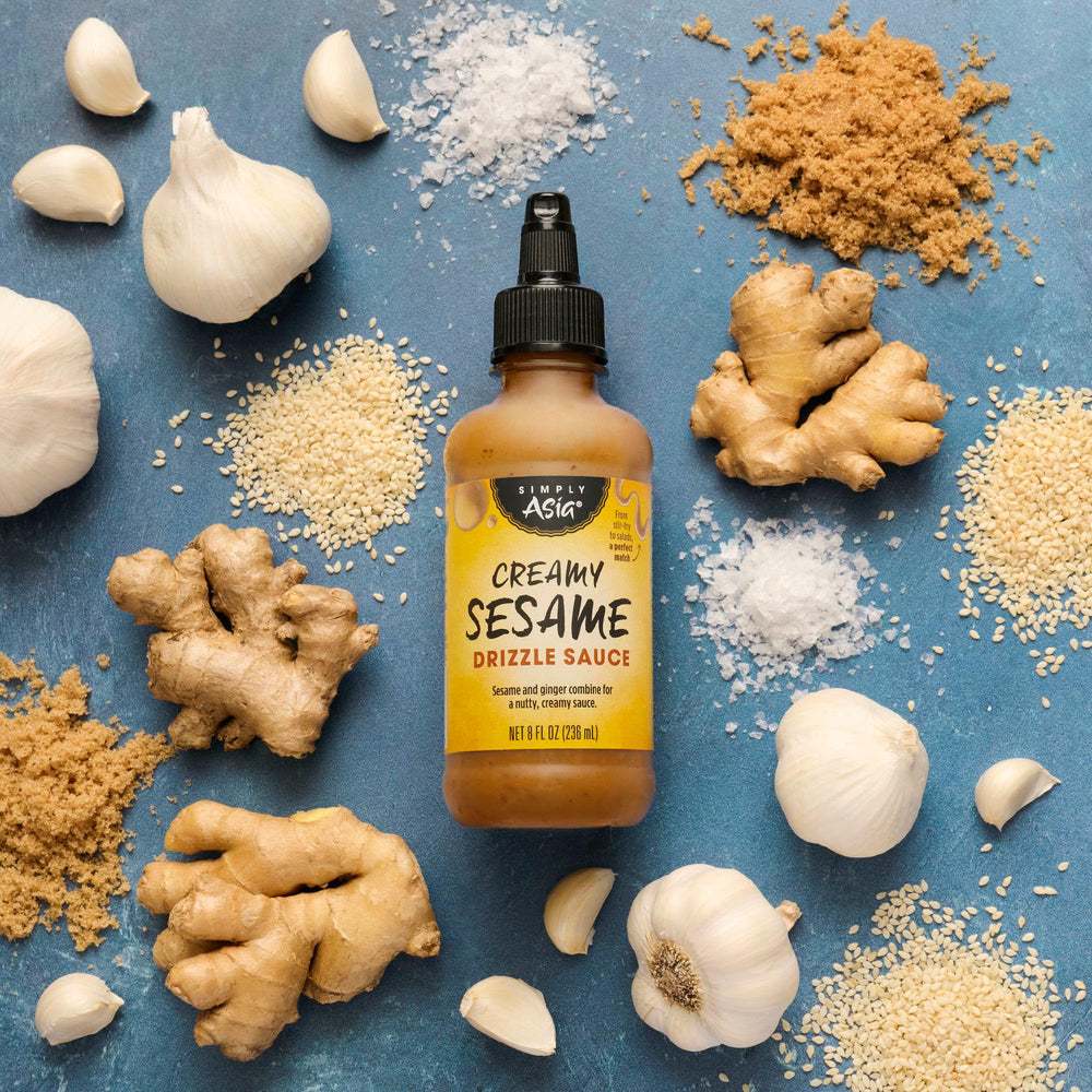 Simply Asia Creamy Sesame Bottle on kitchen counter