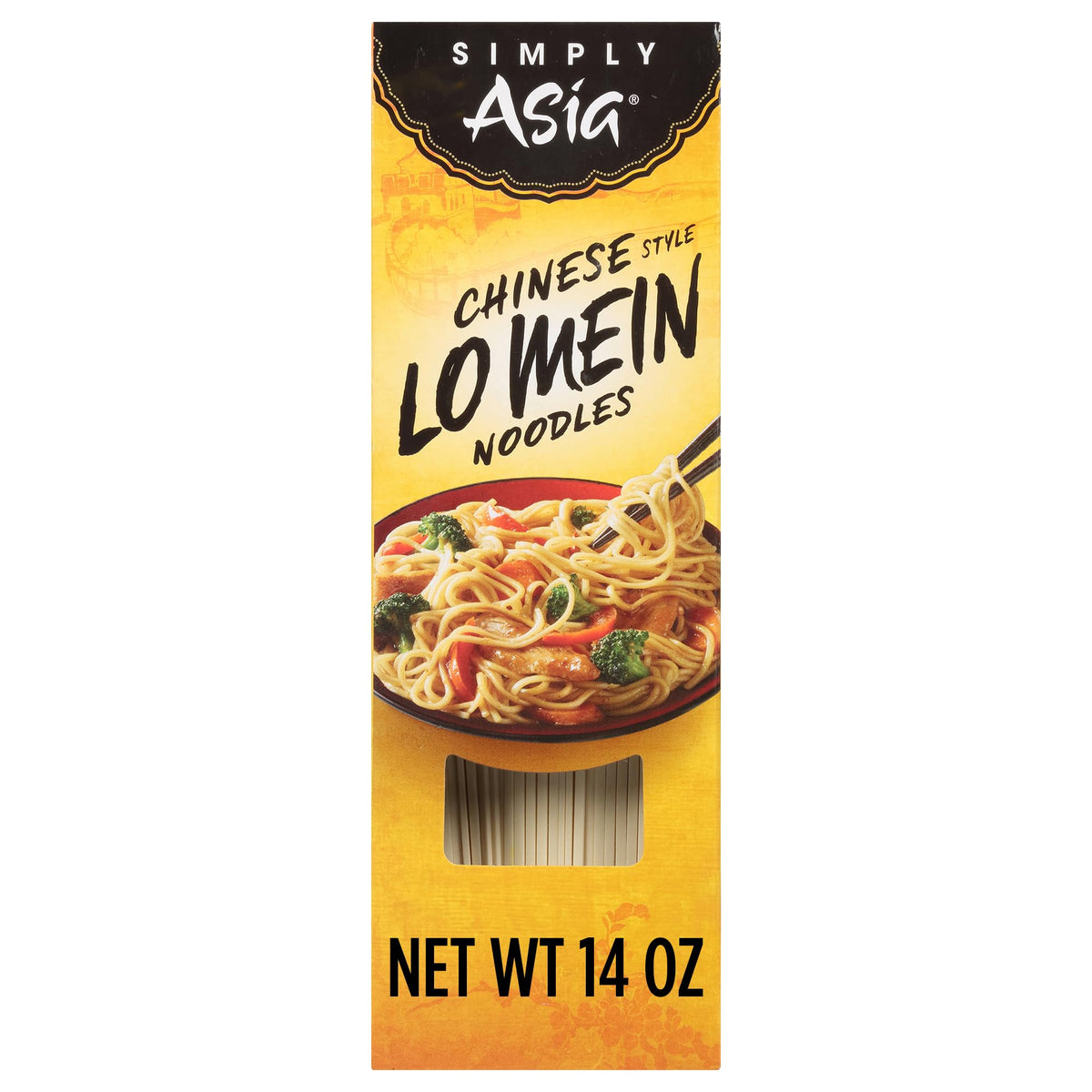 Simply Asia Lo Mein noodles pack displayed, ideal pantry staple for quick meals