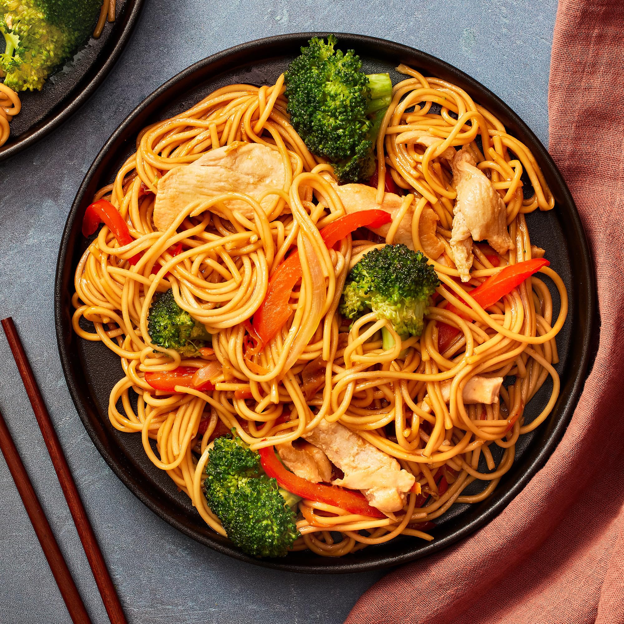Simply Asia non-GMO certified seal on noodle packaging.