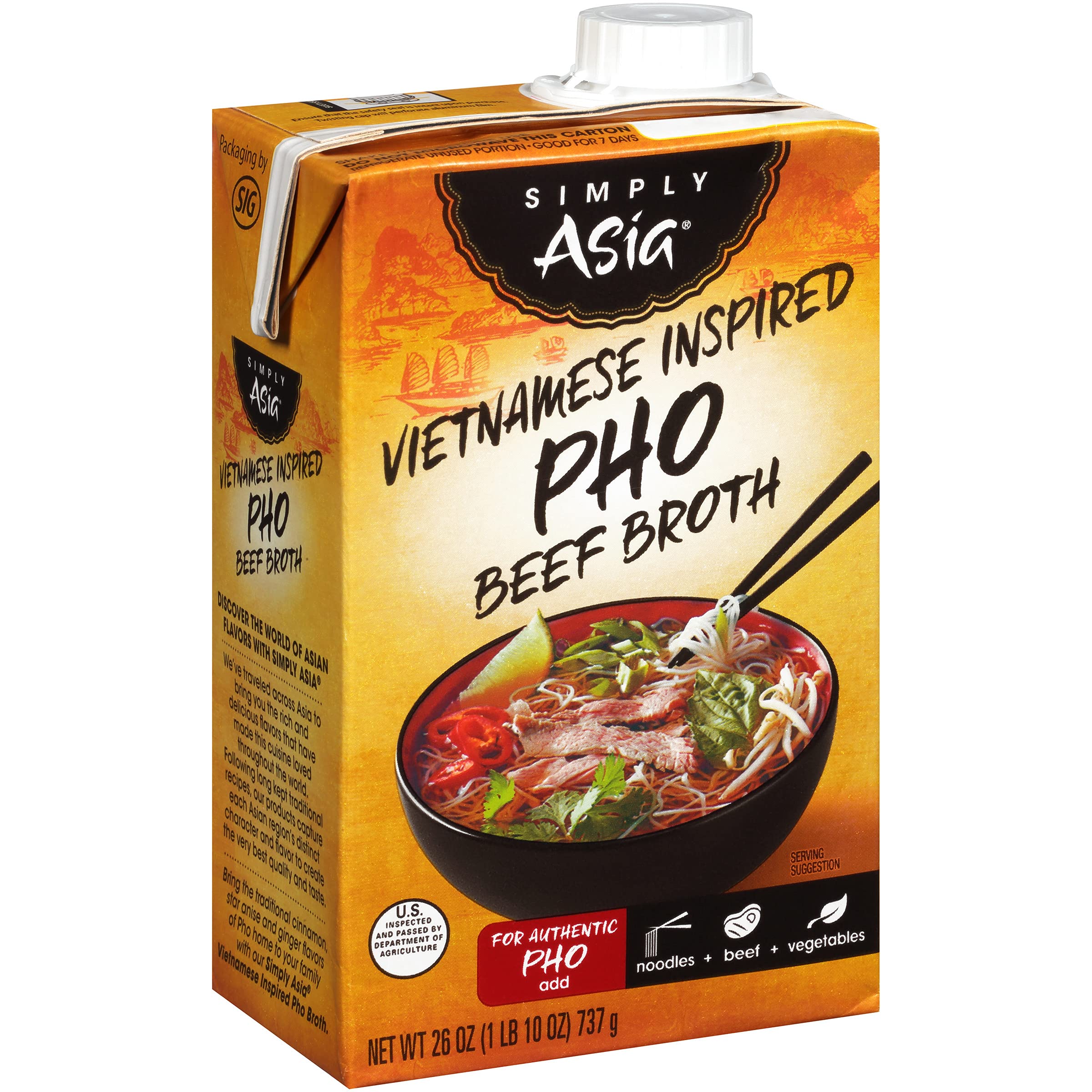 Simply Asia Pho Beef Broth bottle for authentic pho at home