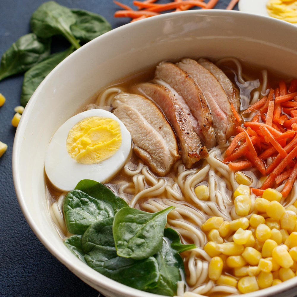 Cooked Simply Asia ramen noodles offering 6 grams of protein per serving.