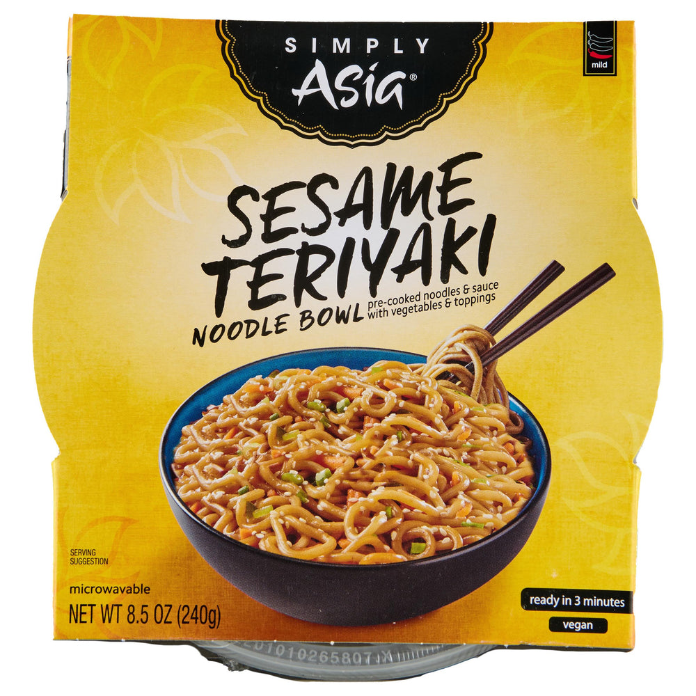 Simply Asia Sesame Teriyaki Noodle Bowl front view, ready in minutes for a quick meal.