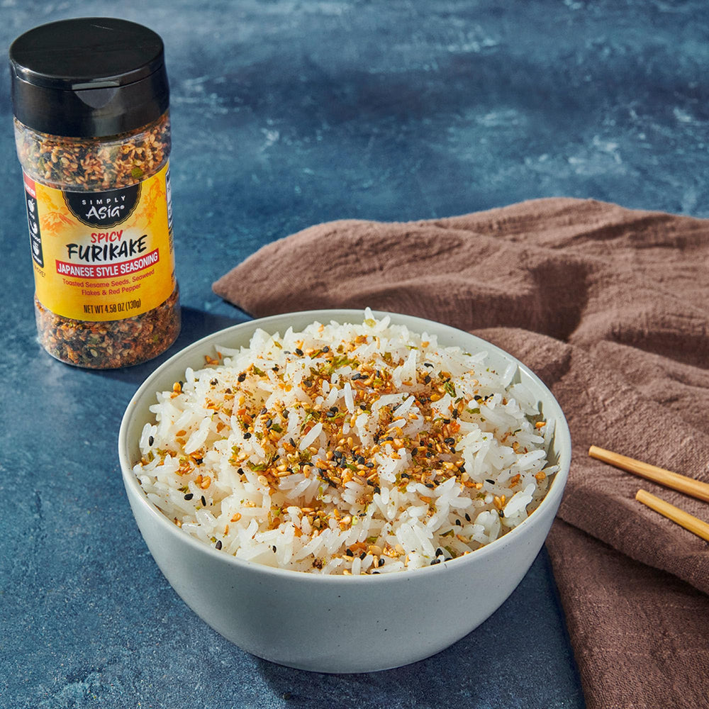 Simply Asia Spicy Furikake shrimp dish finishes with sesame-rich flavor