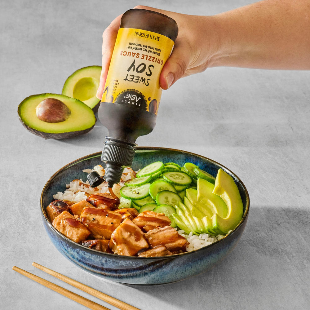 Spring rolls finished with Simply Asia Sweet Soy Drizzle glaze