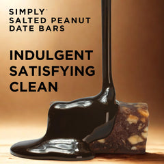 Simply Candy Bars cross-section shows dates, peanuts, chocolate layers.