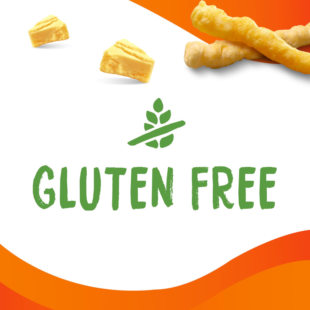 Close-up of Simply Cheetos Crunchy White Cheddar crisp texture.