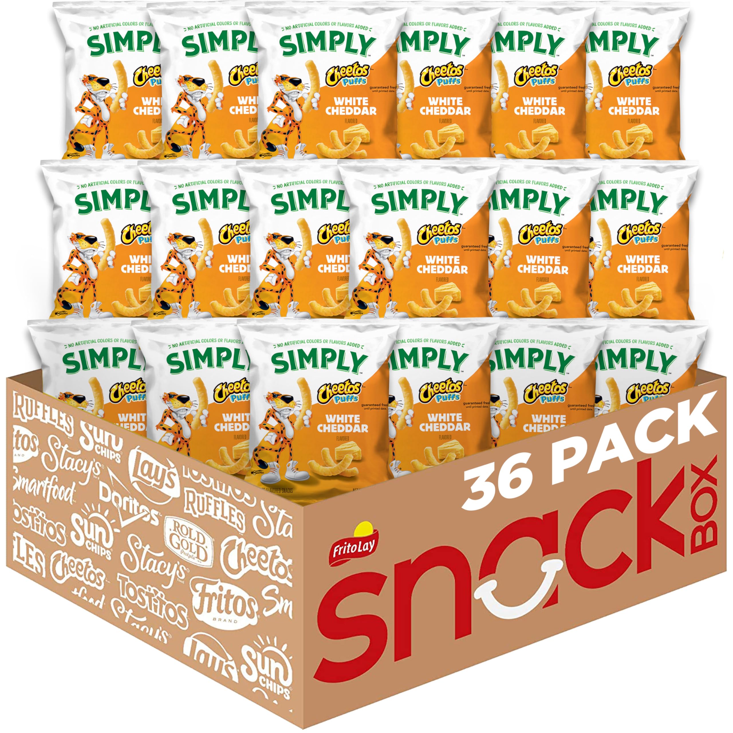 Simply Cheetos White Cheddar puffs bag for convenient single-serving snacking