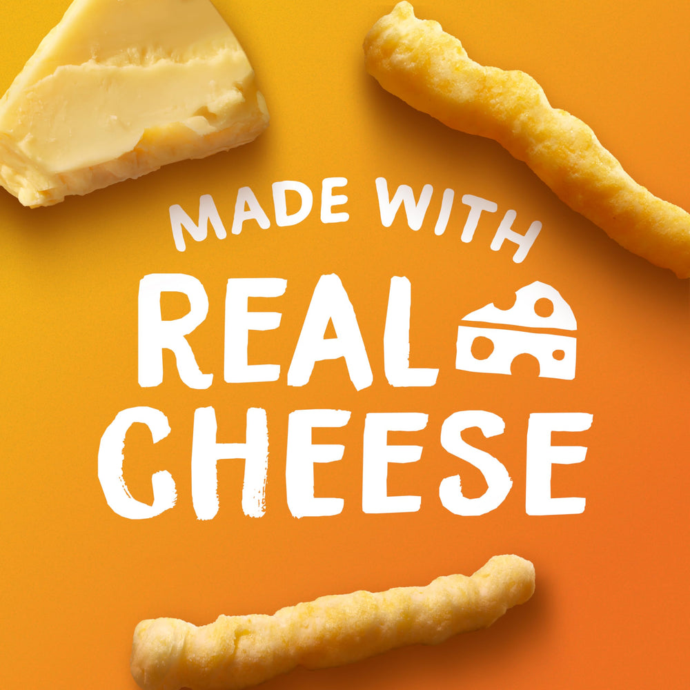 Simply Cheetos White Cheddar Crunchy close-up highlighting bold cheddar flavor and bite