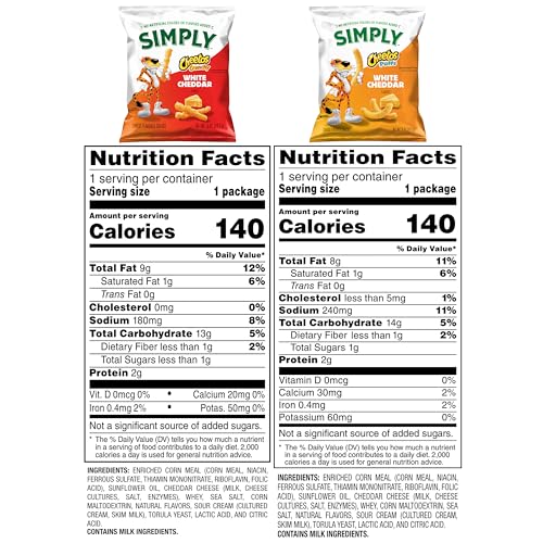 Simply Cheetos White Cheddar Crunchy Variety Pack side view showing packaging details