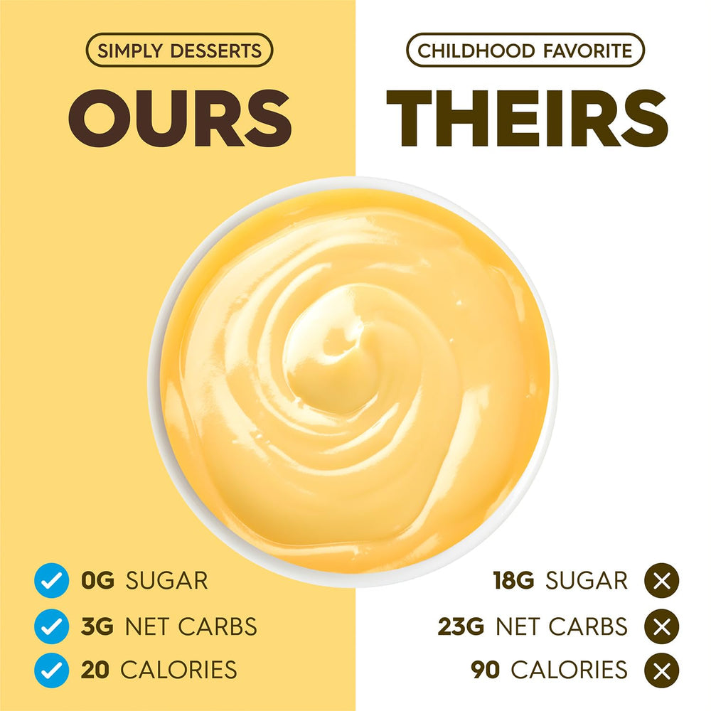 Allergen-free ingredients claim on Simply Delish banana pudding packaging