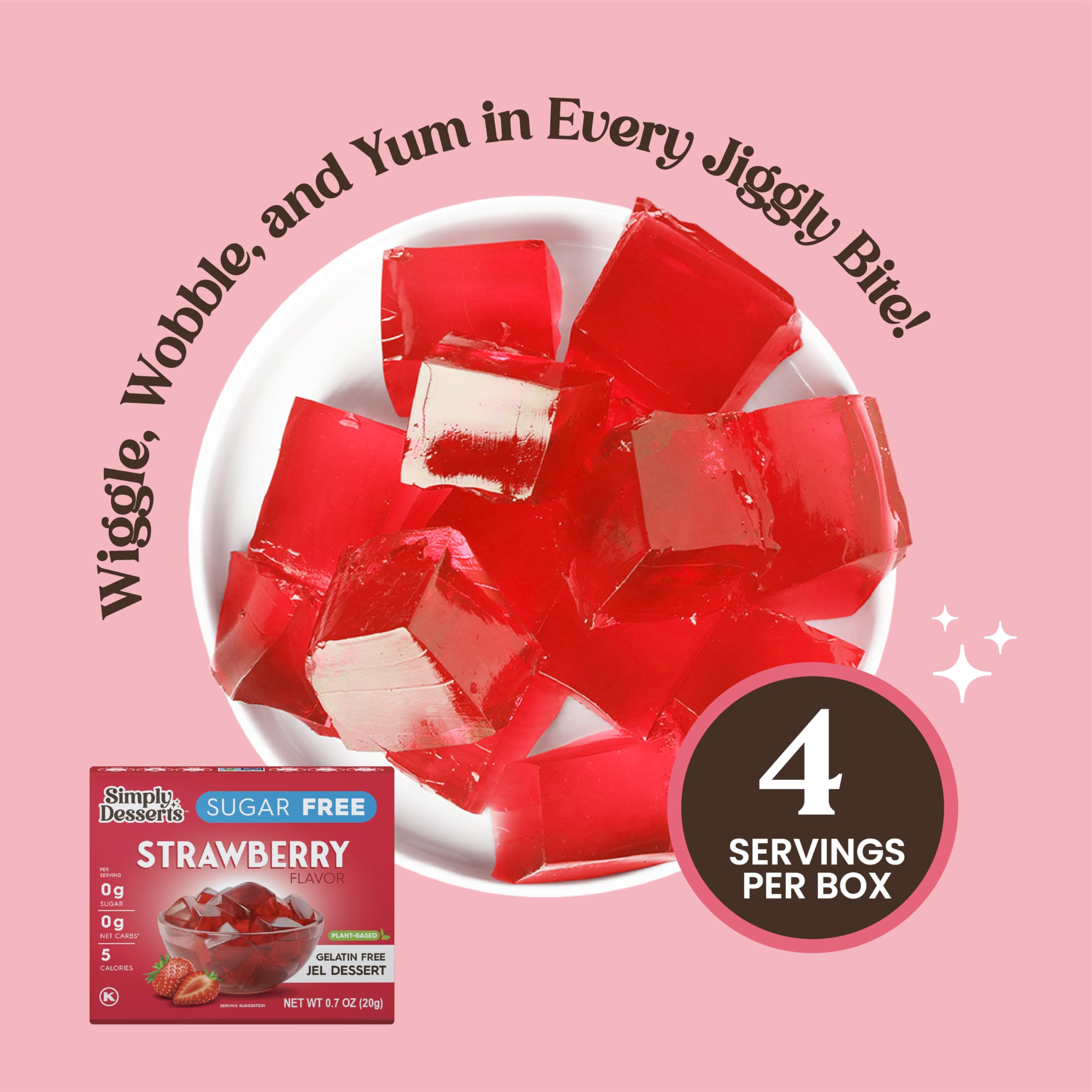 Simply Delish Jel Dessert Strawberry nutrition facts emphasize low calories and fat-free.