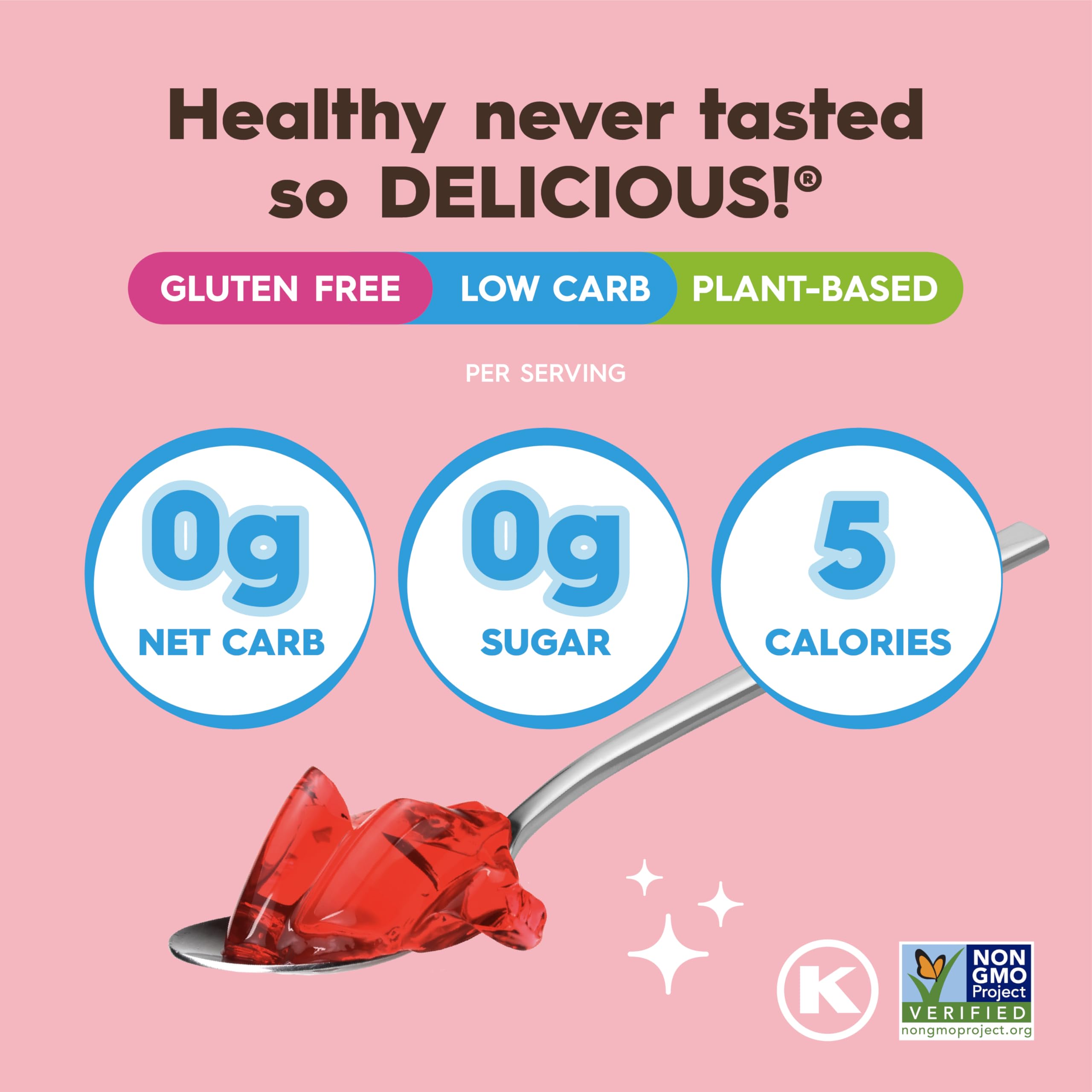 Simply Delish Jel Dessert Strawberry texture close-up shows a glossy, inviting gel.