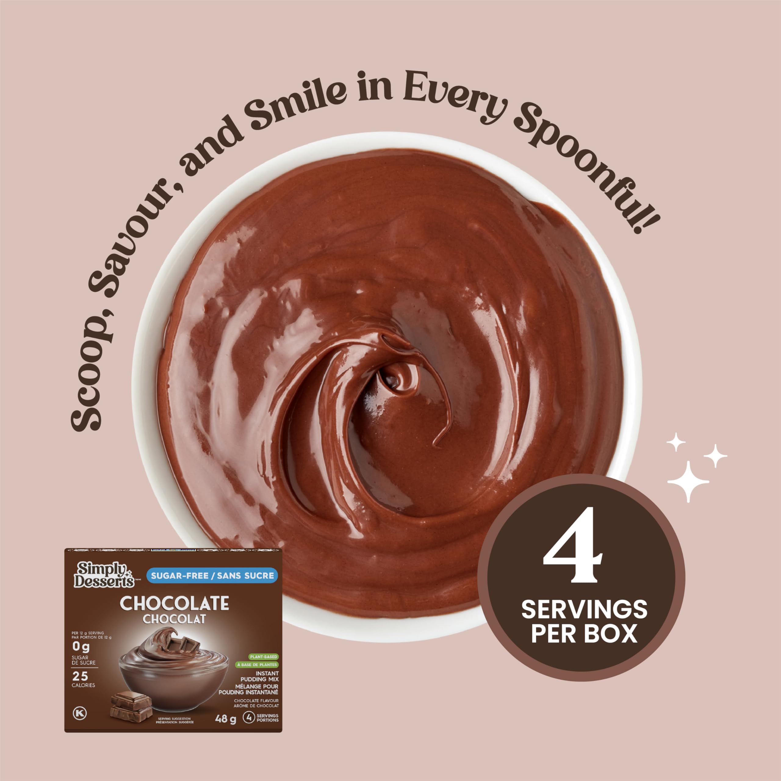 Kosher-certified Simply Delish pudding shown as inclusive dessert option.