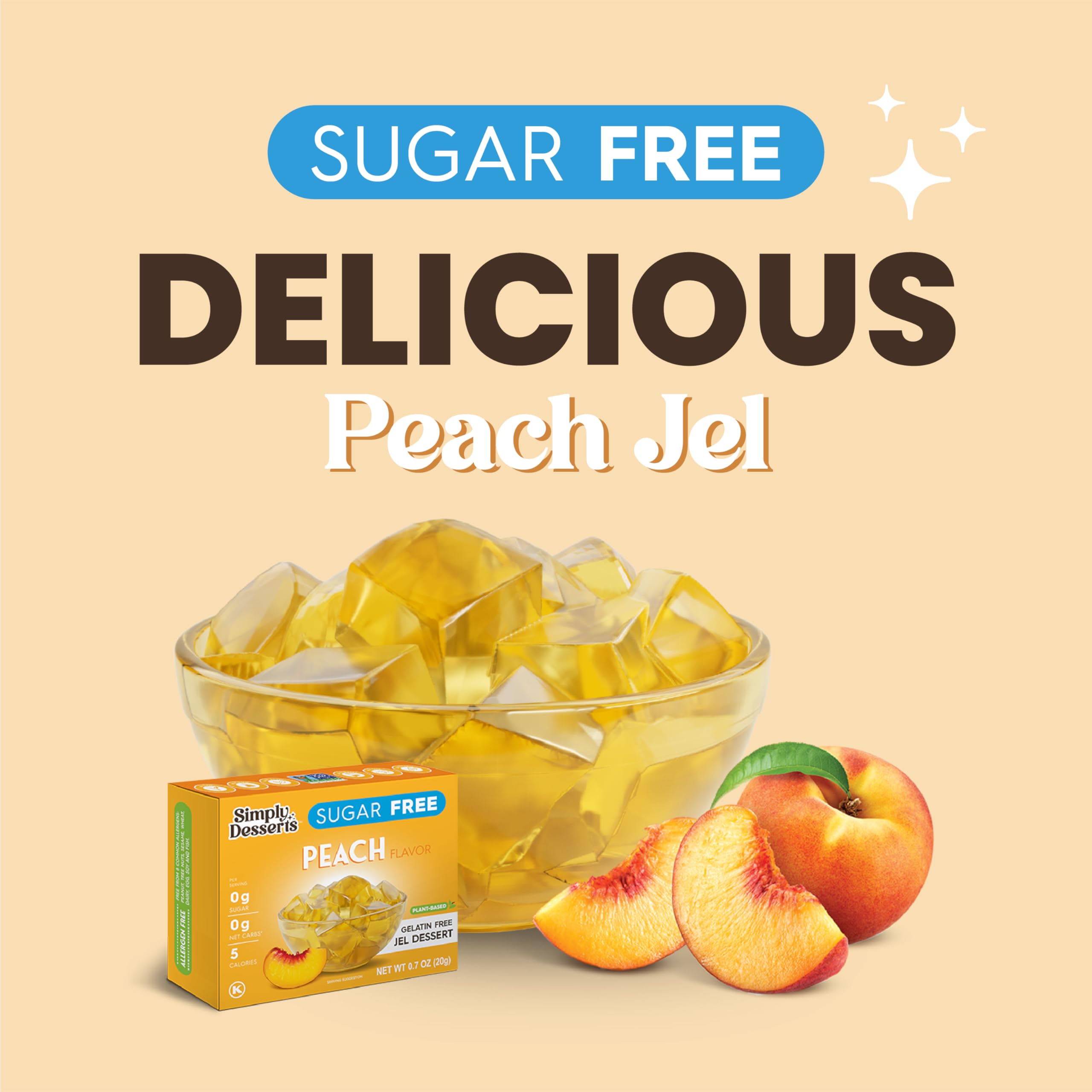 Simply Delish Peach Jel served cold yields a silky, satisfying texture