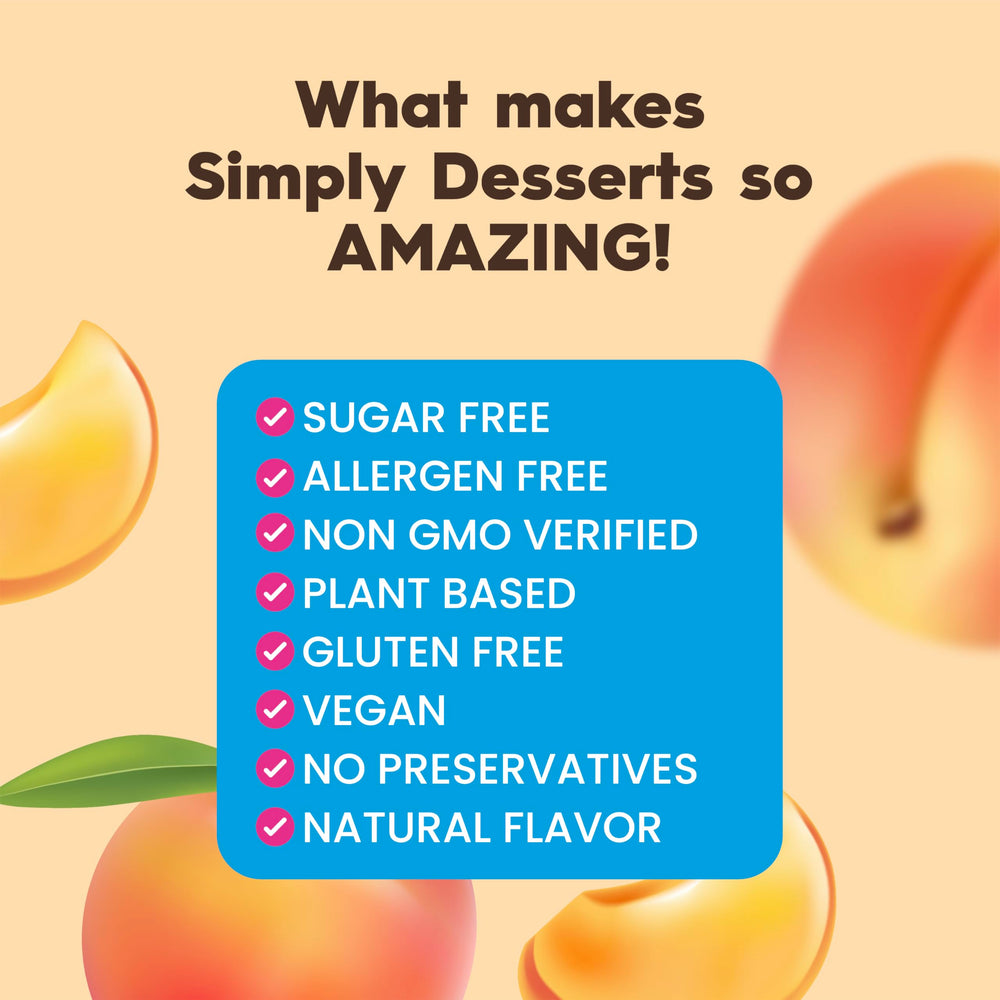 Non-GMO verified Simply Delish Peach Jel provides a trusted dessert option