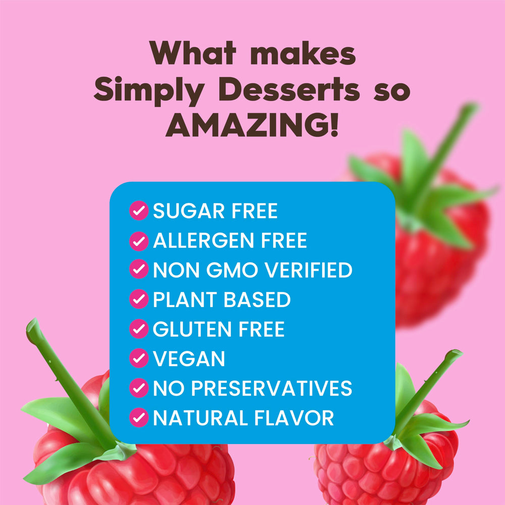 Simply Delish raspberry jel dessert served in a glass dish for quick treat