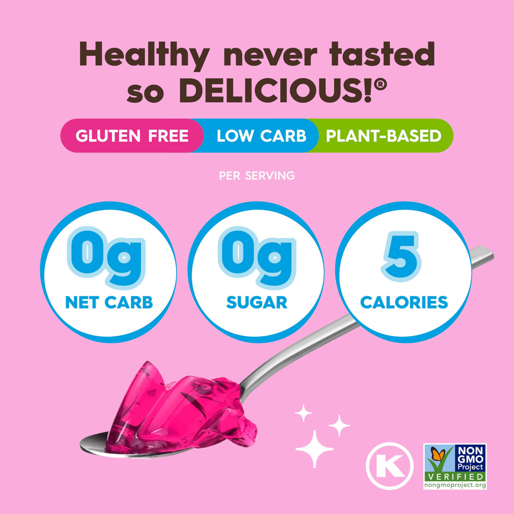 Simply Delish raspberry jel dessert chilling in fridge with glossy finish