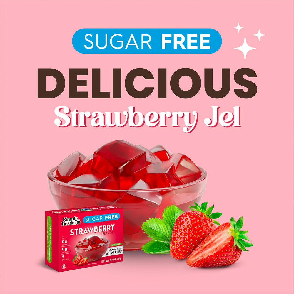 Close-up of Simply Delish Jel texture with glossy strawberry gel
