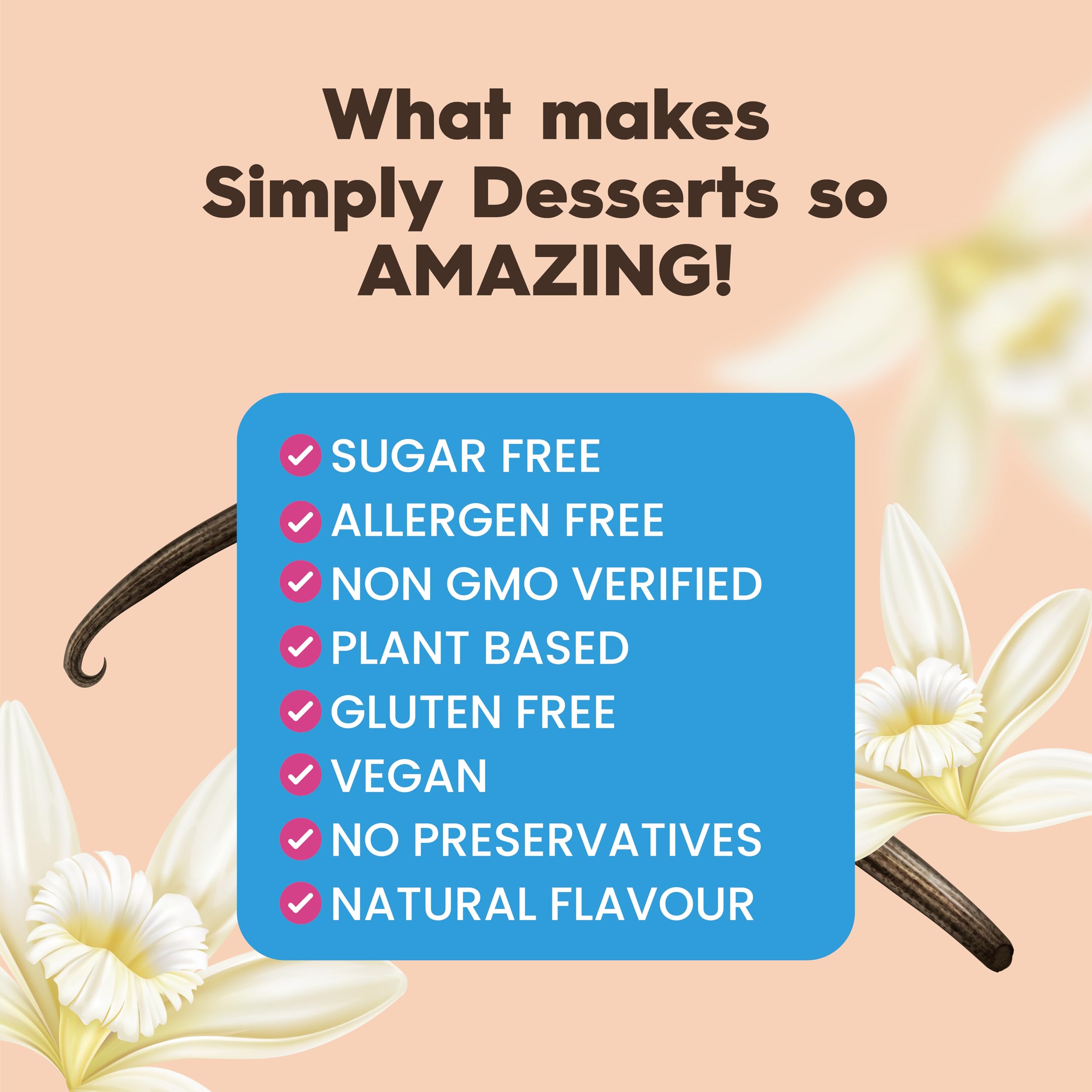 Simply Desserts Vanilla Pudding label highlights kosher certification.