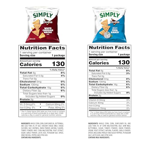 Simply Doritos Zesty Ranch bag close-up with tangy seasoning visible