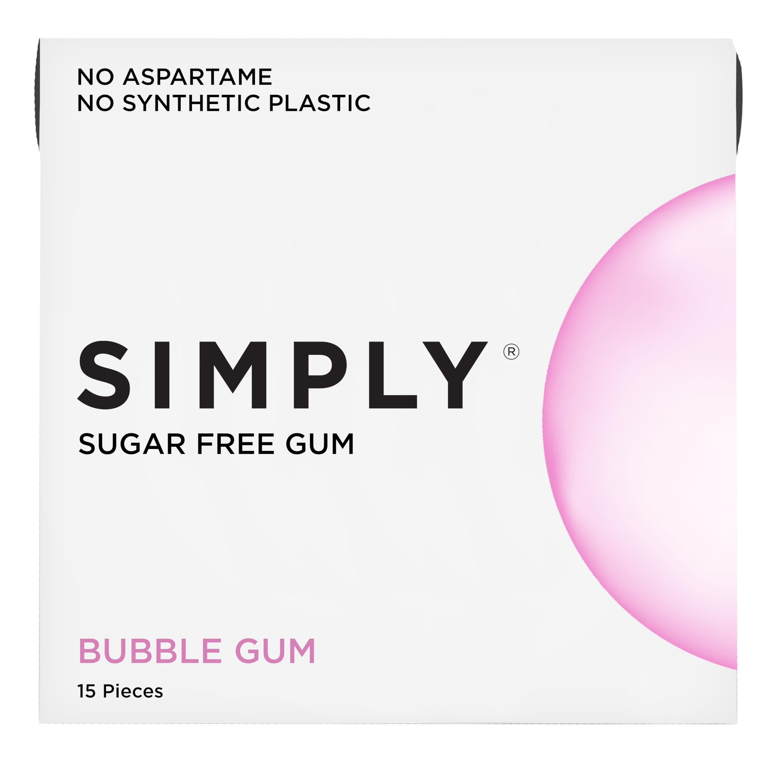 SIMPLY Gum bubblegum flavor provides a natural, long-lasting freshness.