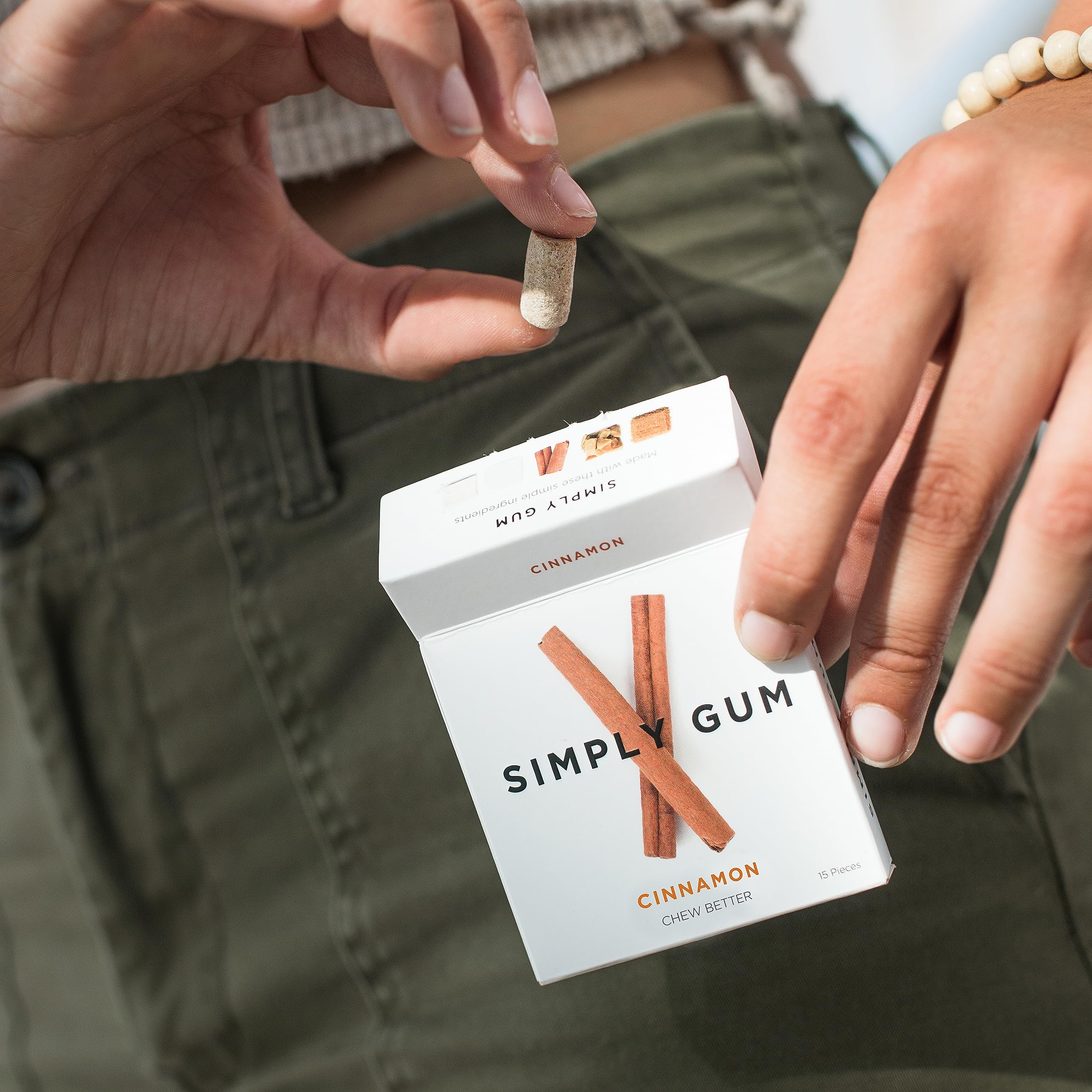 On-the-go use: Simply Gum Cinnamon is handy for quick flavor and breath freshening.