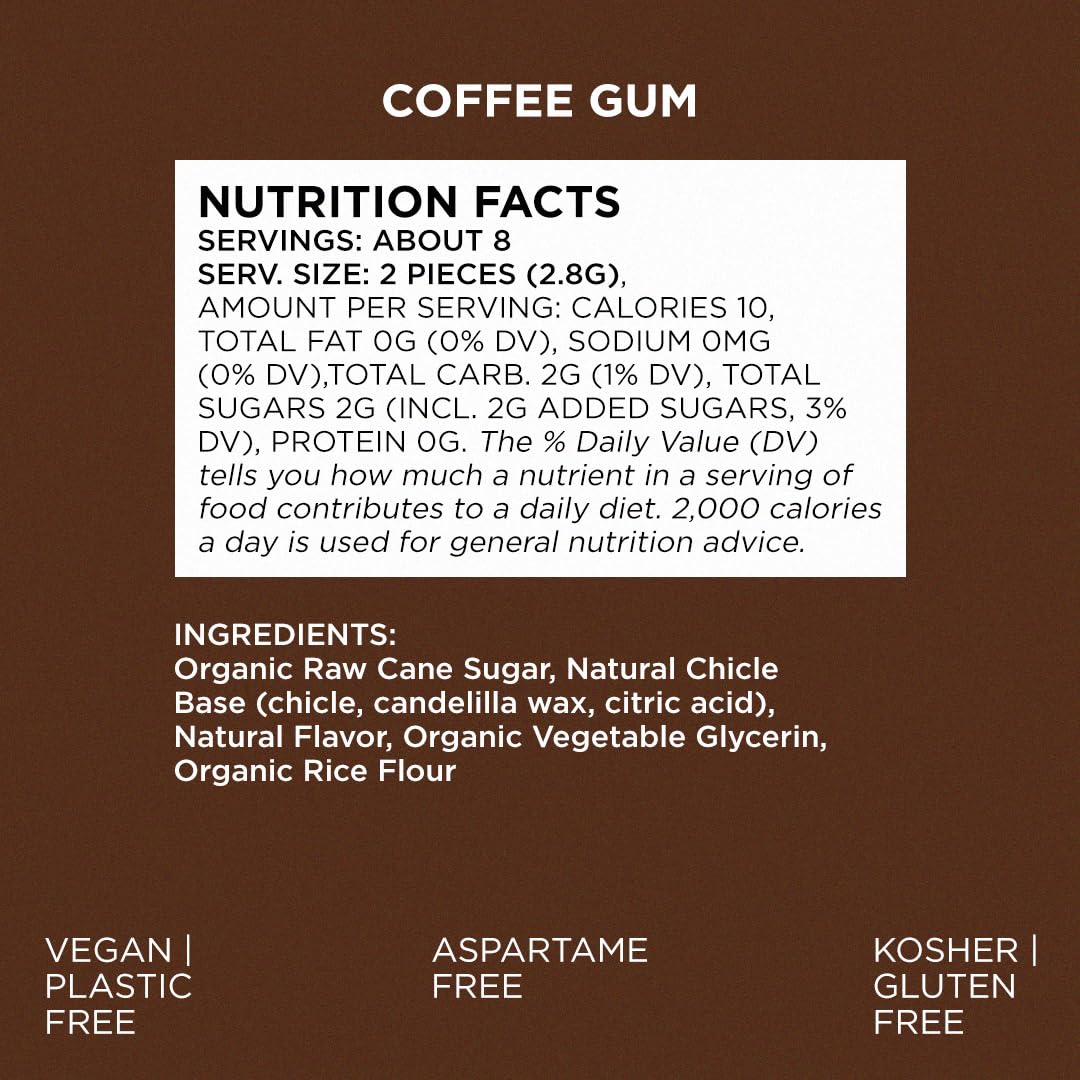 SIMPLY Gum Coffee 90-piece pack designed for on-the-go cravings with plastic-free packaging