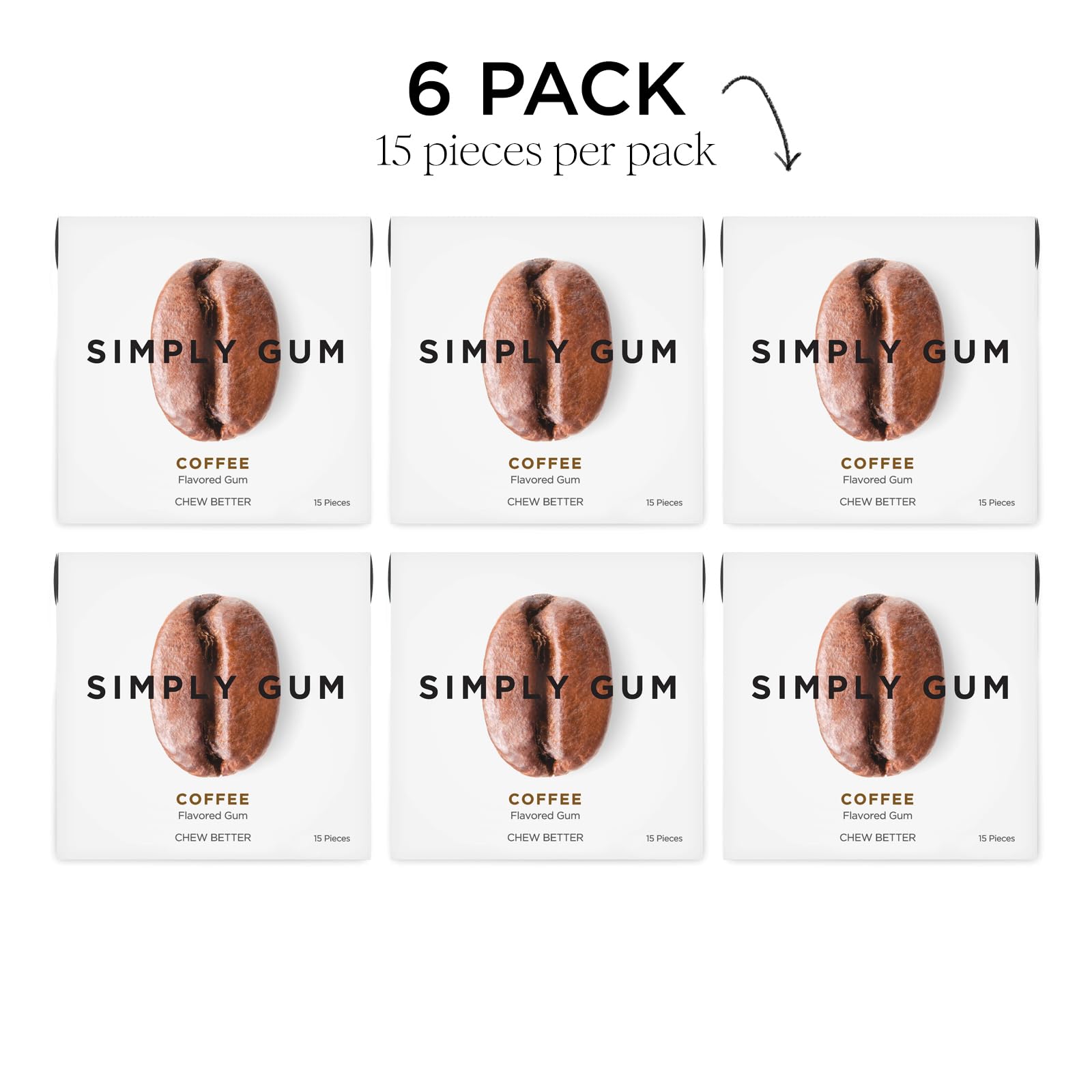 SIMPLY Gum Coffee provides a natural chew for fresh breath after meals