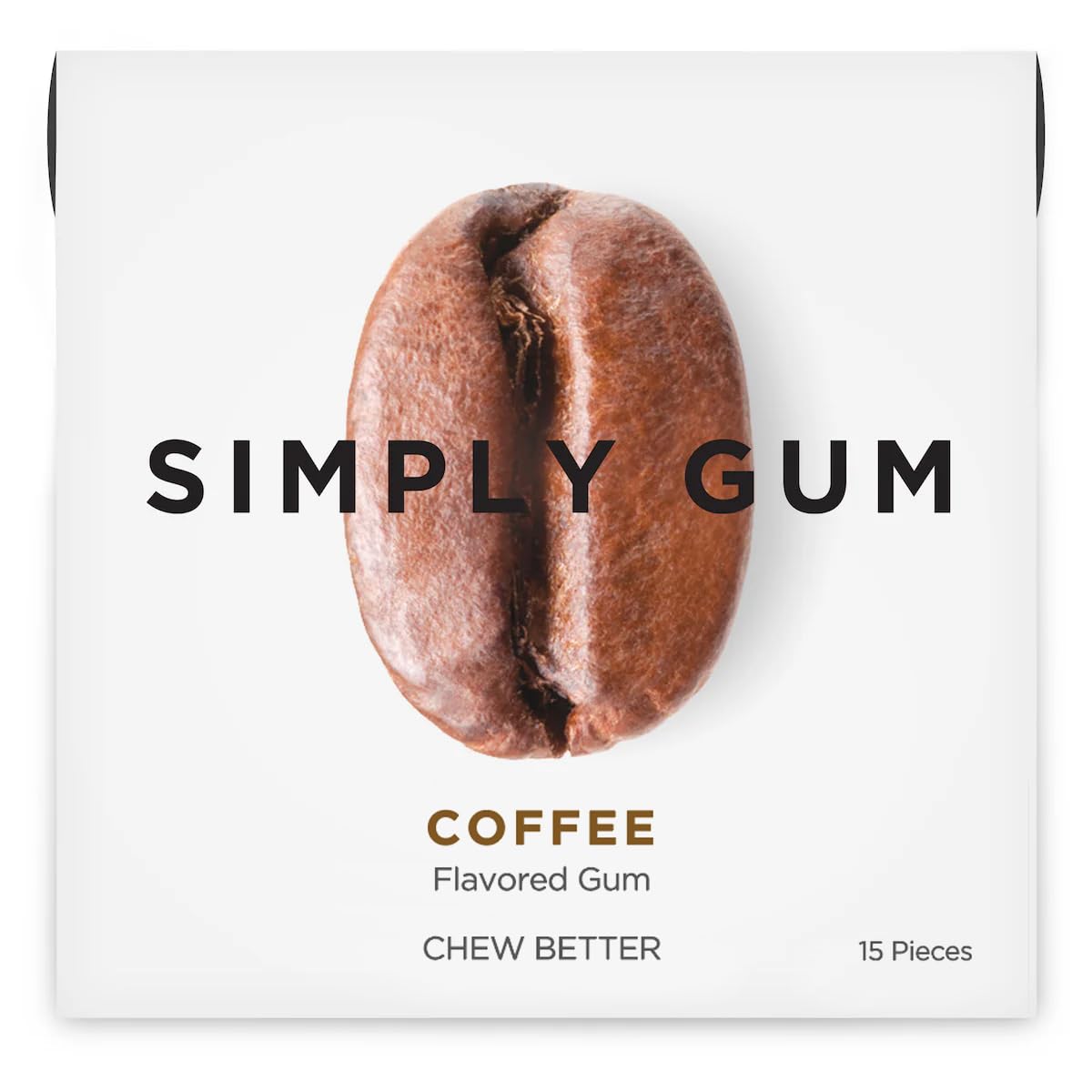 SIMPLY Gum Coffee packaging showcases a plastic-free, eco-friendly design for everyday chewing