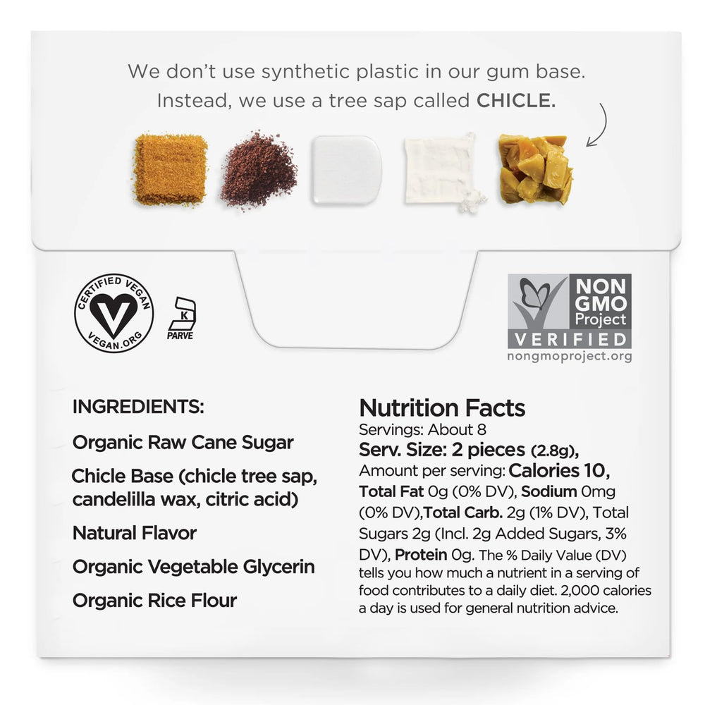 SIMPLY Gum Coffee pieces reveal natural color and clean flavor from plant oils