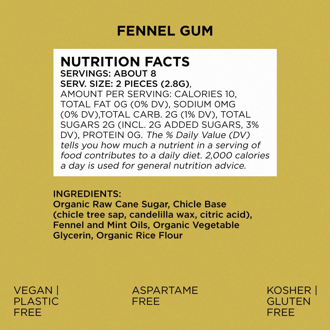Close-up of SIMPLY Fennel gum piece reveals natural texture.