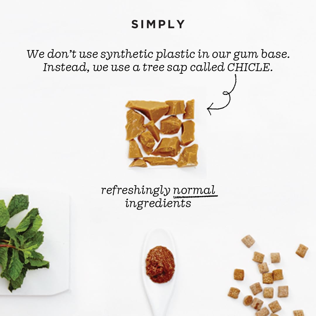 Plastic-free gum base emphasizes an eco-friendly chewing experience.
