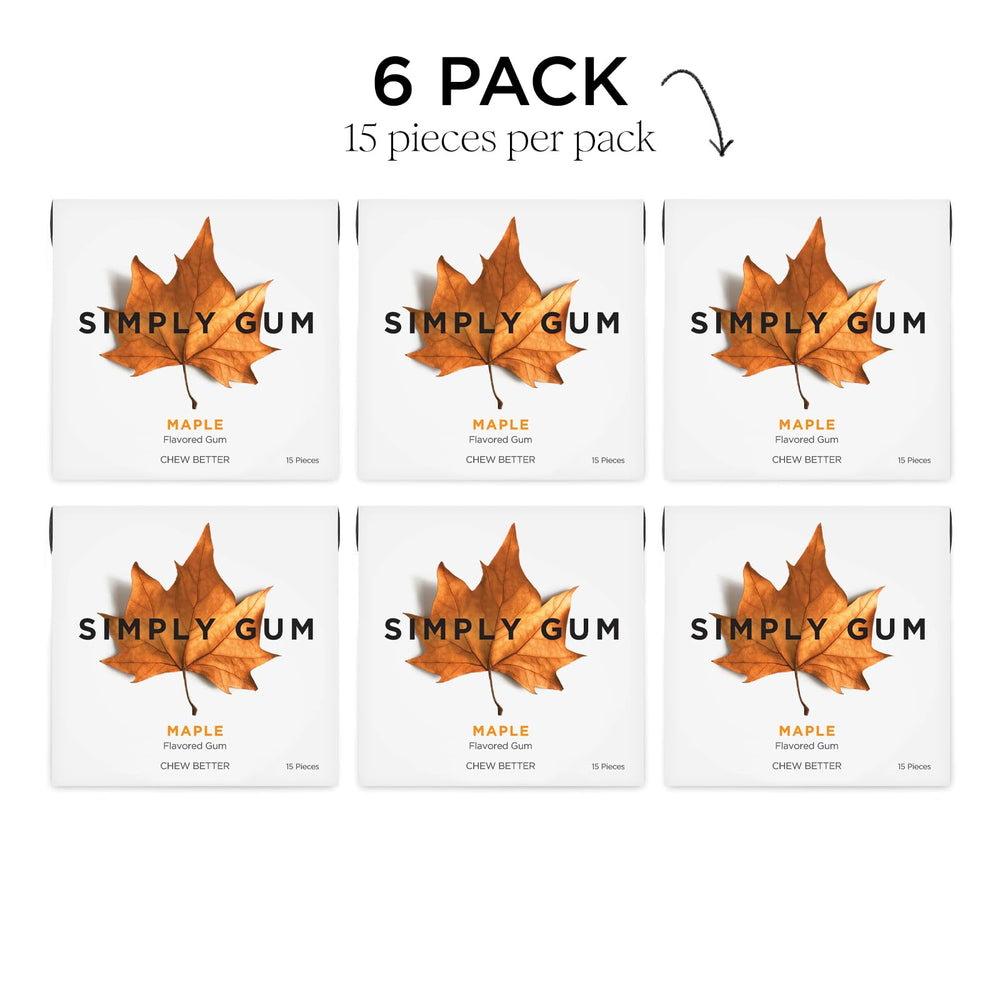 Simply Gum Maple label confirms vegan and kosher status.