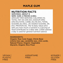 Simply Gum Maple pack ingredients reveal simple plant-based components.