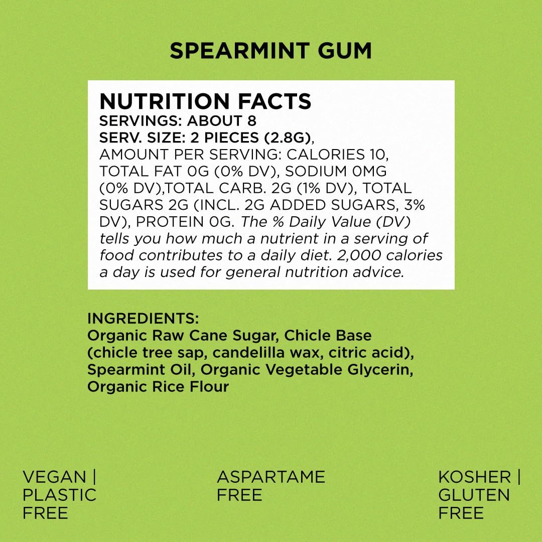 Close-up of natural chicle base in SIMPLY Gum Spearmint