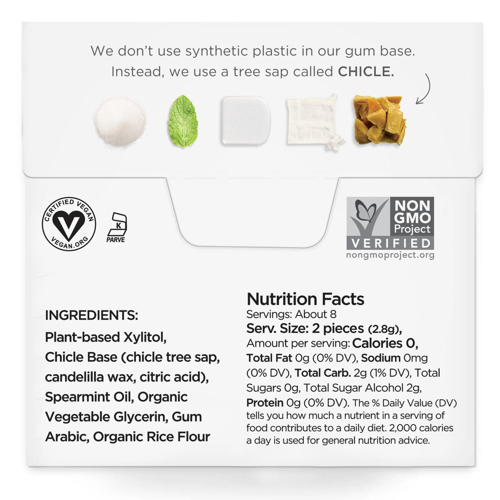 SIMPLY Gum uses natural chicle base for a plastic-free chew.