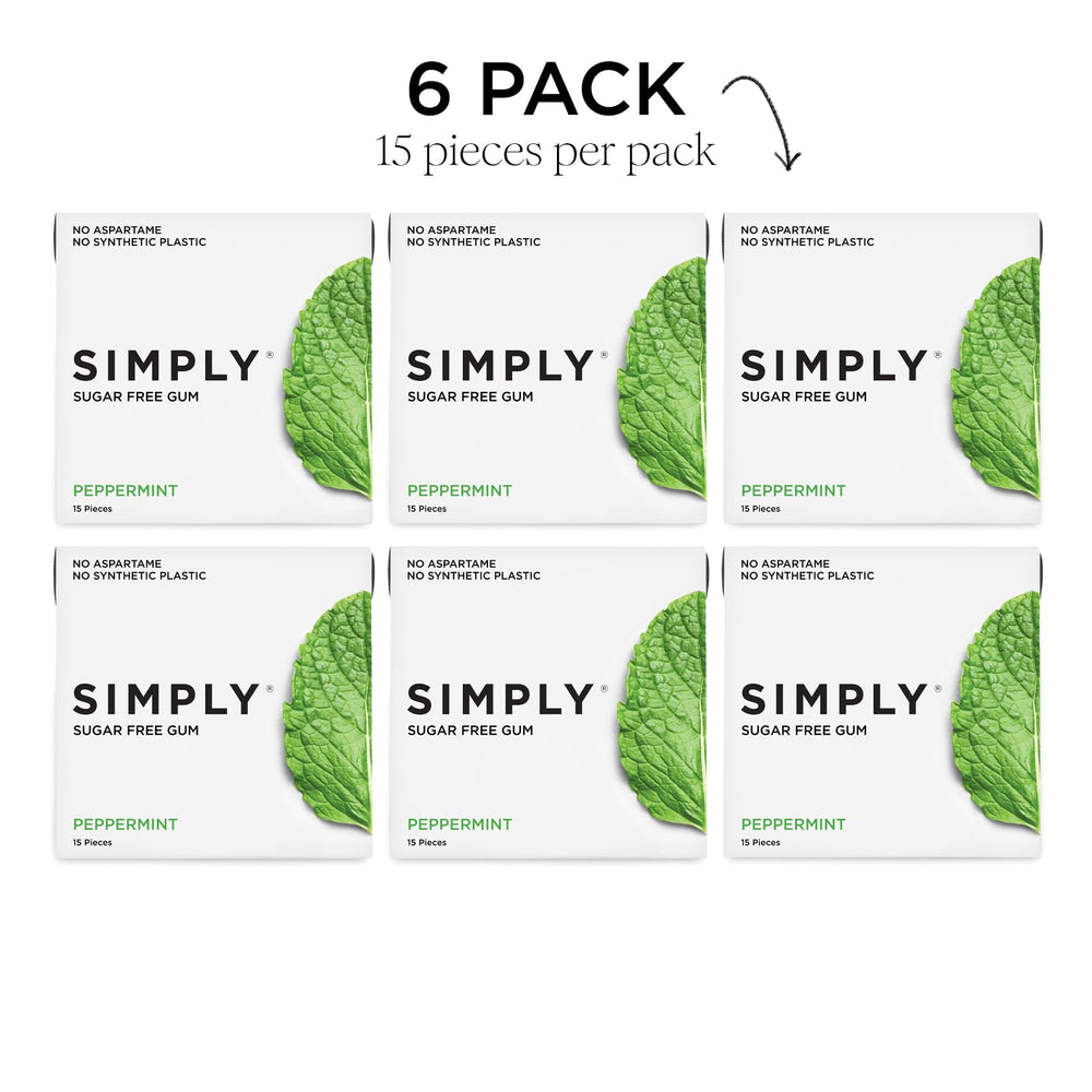 Simply Gum peppermint texture suggests refreshing breath after chewing.