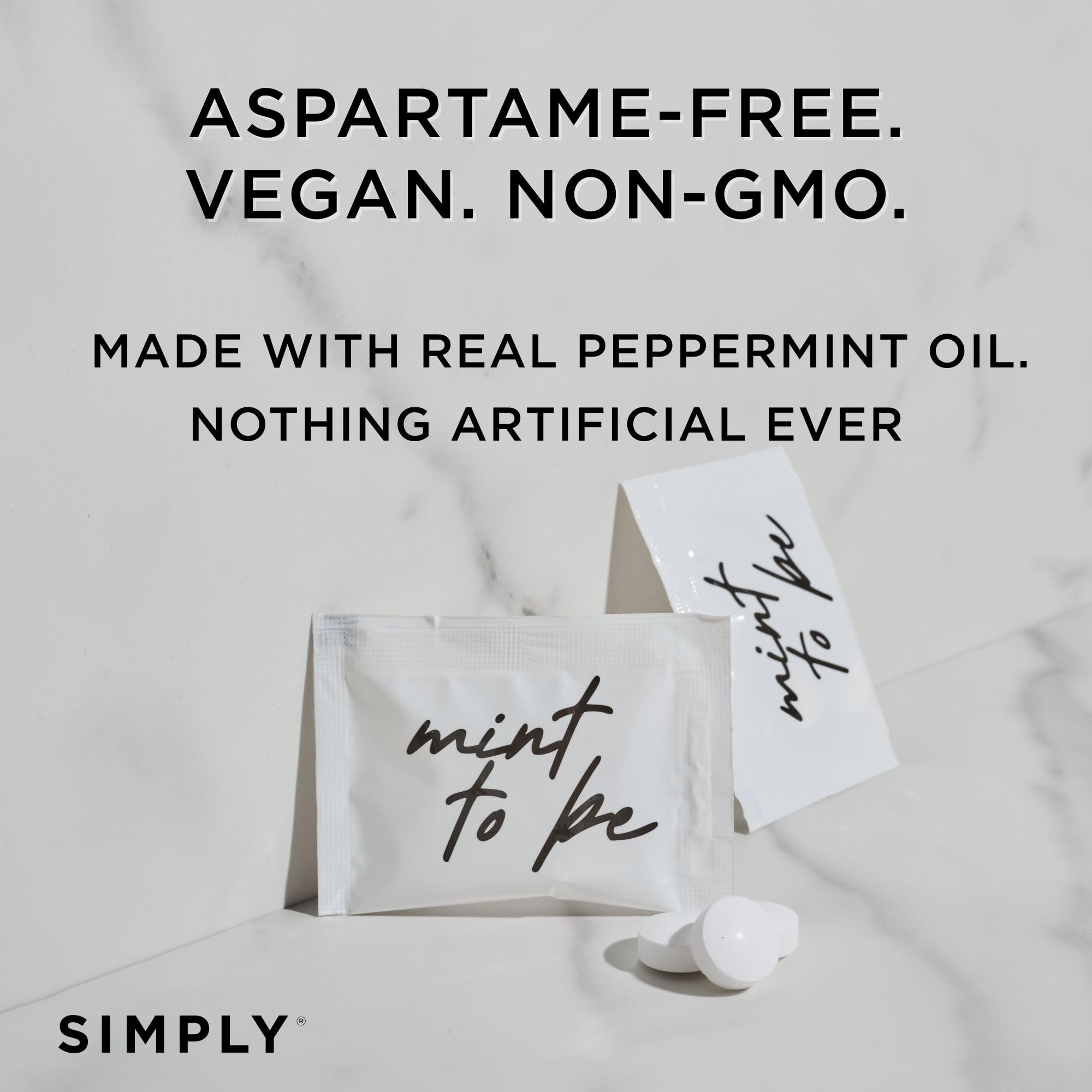 SIMPLY Peppermint two mints per packet for quick, convenient minting at events.